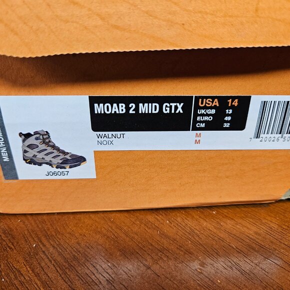 Merrell Moab 2 MID GTX Hiking Boots Men's Size 14 J6057 - Picture 6 of 6